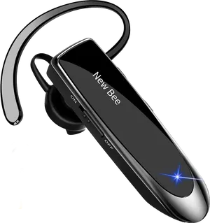 Black Bluetooth Earhook Headset PNG