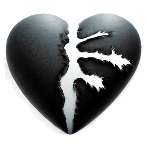 Black Broken Heart Art PNG 44