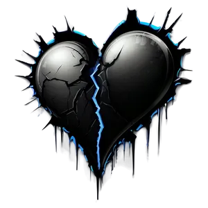 Black Broken Heart Graffiti PNG 06252024