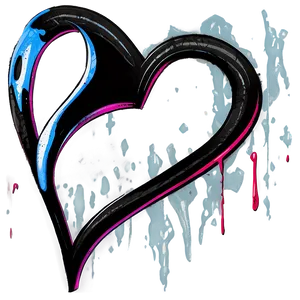 Black Broken Heart Graffiti PNG Rus PNG