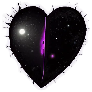 Black Broken Heart In Space PNG 06252024