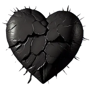Black Broken Heart PNG 06252024