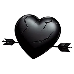 Black Broken Heart With Arrow Png 06252024 PNG image