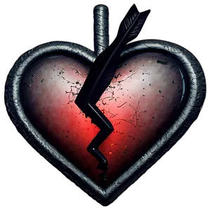 Black Broken Heart With Arrow Png 06252024 PNG image