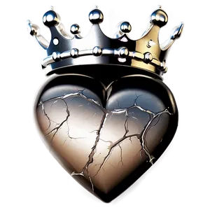 Black Broken Heart With Crown PNG 73