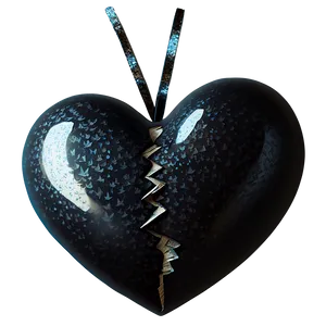 Black Broken Heart With Glitter Png 06252024 PNG image