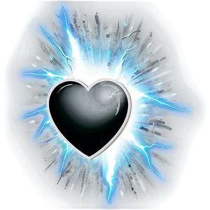 Black Broken Heart With Lightning PNG 06252024