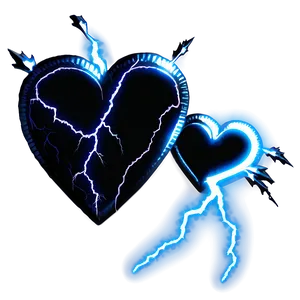 Black Broken Heart With Lightning Png 06252024 PNG image