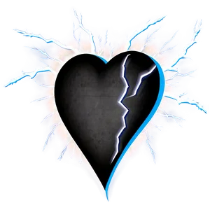 Black Broken Heart With Lightning PNG 90