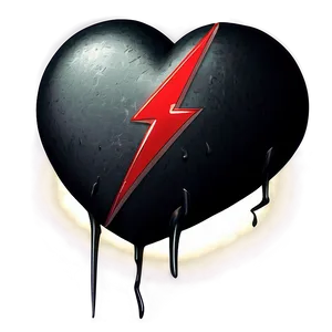 Black Broken Heart With Lightning Png Aai43 PNG image