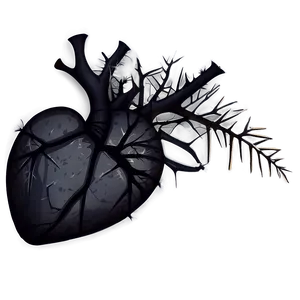 Black Broken Heart With Thorns Png 06252024 PNG image