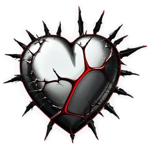 Black Broken Heart With Thorns PNG 06252024 PNG