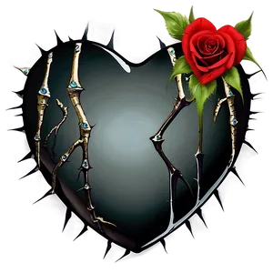 Black Broken Heart With Thorns Png Pkq74 PNG image