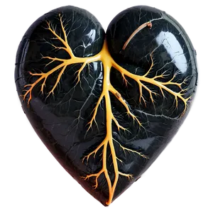 Black Broken Heart With Veins PNG 06252024 PNG