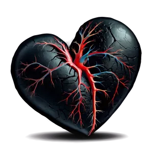 Black Broken Heart With Veins PNG 06252024 PNG
