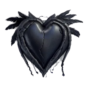 Black Broken Heart With Wings Png 06252024 PNG image