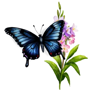 Black Butterfly Watercolor PNG 06252024 PNG