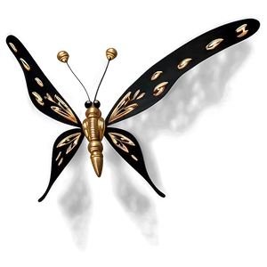 Black Butterfly With Golden Accents Png 1 PNG image