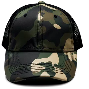 Black Camo Trucker Hat PNG Stk