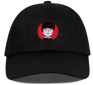 Black Cap Cartoon Character Embroidery PNG image