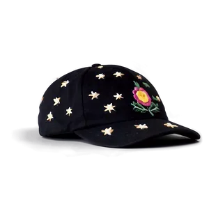 Black Cap With Embroidery PNG 59