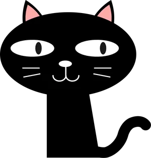 Black Cartoon Cat Smiling PNG image