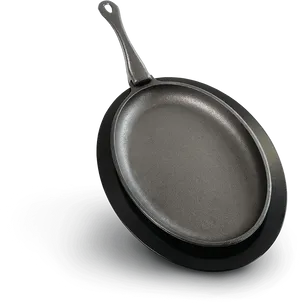 Black Cast Iron Frying Pan PNG image