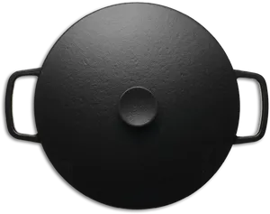 Black Cast Iron Skillet Top View PNG image
