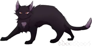 Black Cat Cartoon Stretching PNG image