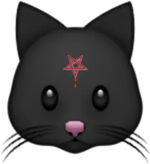 Black Cat Red Pentagram Forehead PNG image