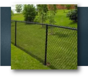 Black Chain Link Fence Green Field PNG image