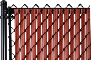 Black Chain Link Fencewith Privacy Slats PNG image