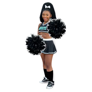 Black Cheer Pom Poms Png 06282024 PNG image