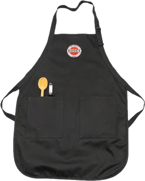 Black Chef Apronwith Logoand Utensils PNG image