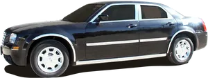 Black Chrysler300 Sedan Side View PNG image