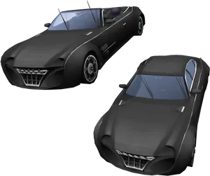 Black Convertible Sports Car3 D Model PNG image