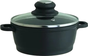 Black Cooking Potwith Lid PNG image