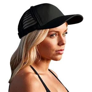 Black Cotton Trucker Hat PNG Agv