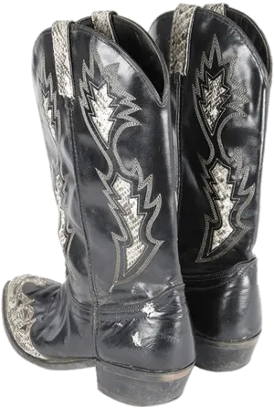 Black Cowboy Boots Embroidery