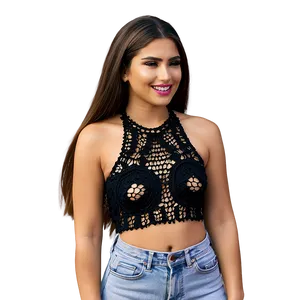 Black Crochet Crop Top Png 06282024 PNG image