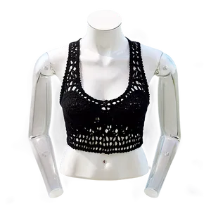 Black Crochet Crop Top Png Xpv74 PNG image