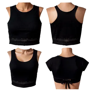 Black Crop Top Angles PNG Htt