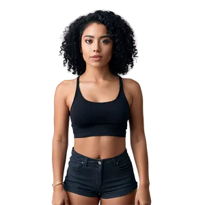 Black Crop Top Essentials Png Swl39 PNG image