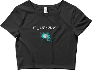 Black Crop Top I A M Design PNG