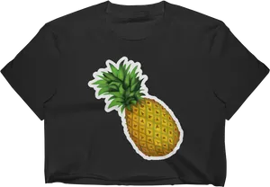 Black Crop Top With Pineapple Design PNG