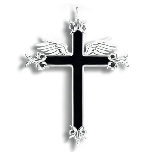 Black Cross With Angel Wings Png 05242024 PNG image