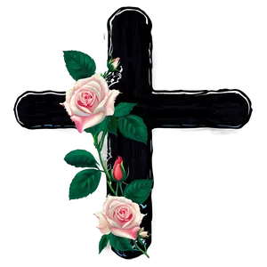 Black Cross With Roses Png Jlv3 PNG image