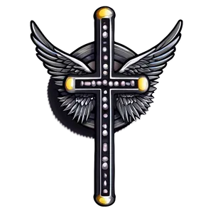 Black Cross With Wings Png 05242024 PNG image