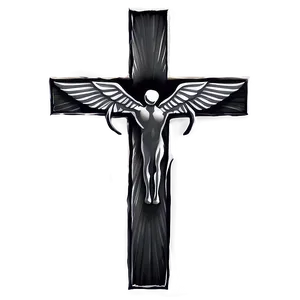Black Cross With Wings Png Mre PNG image