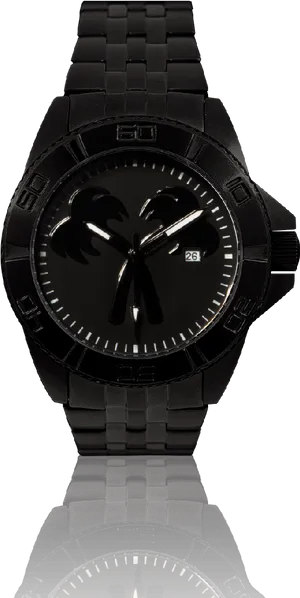 Black Dial Analog Watch PNG